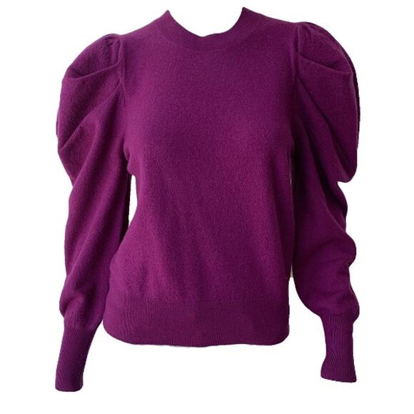 Ulla Johnson Merino Wool Sweater Size XS Marin Puffed Sleeve Hibiscus Purple - Picture 1 of 8